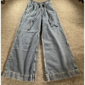 COS Barrel-Leg Denim Drawstring Trousers Light Blue Size 4 US EU 36 Sold Out Y2K